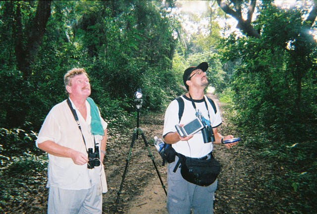 Tools of the trade--Clive Barlow and Peter Ferrera at Rirang Forest Reserve